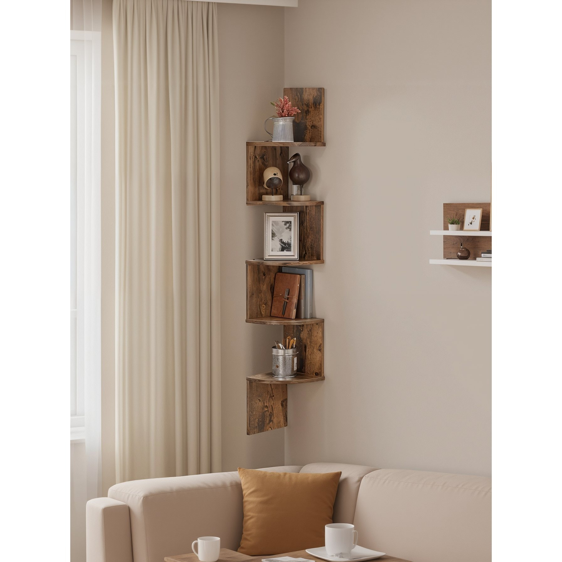 TEMU Librería de Esquina, Estantería de 5 Niveles, Estantería para Plantas, Baño, Dormitorio, Salón, Negro