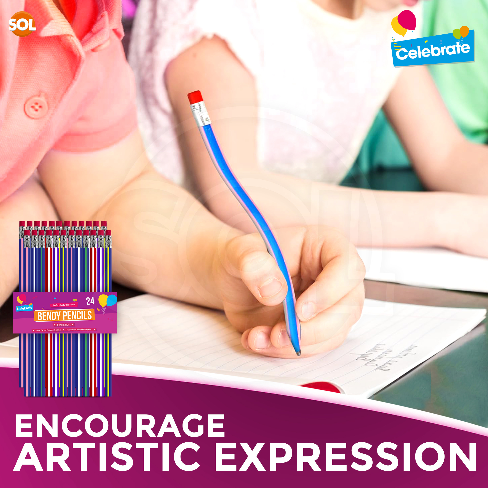 24 Pack Bendy Pencils with Erasers for Fun Writing