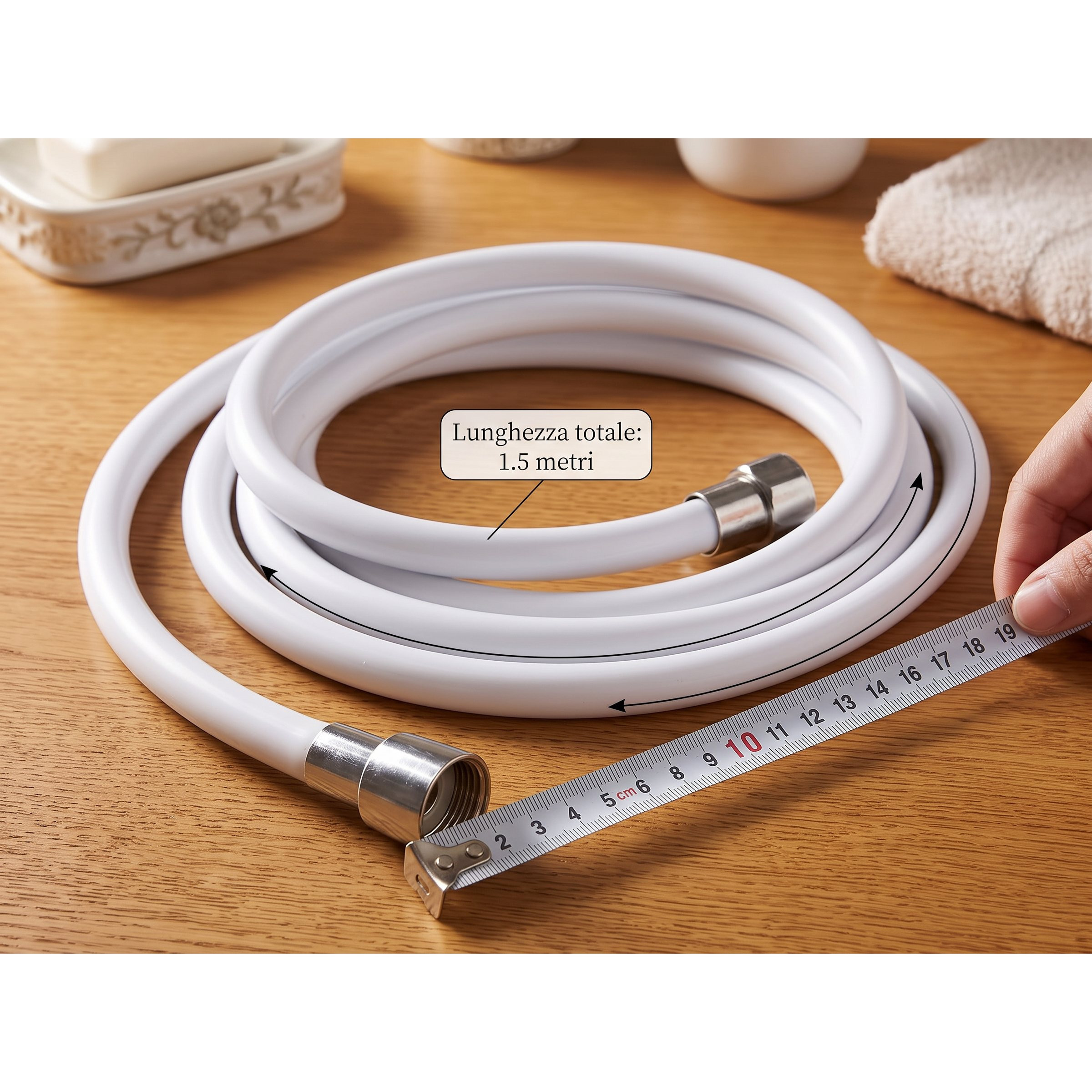 TEMU Tubo Doccia Flessibile 2,5/2/1,5 Universale G1/2, Tubo PVC Antitorsione con Attacchi Standard in Metallo, Resistente alla Pressione per Doccia,
