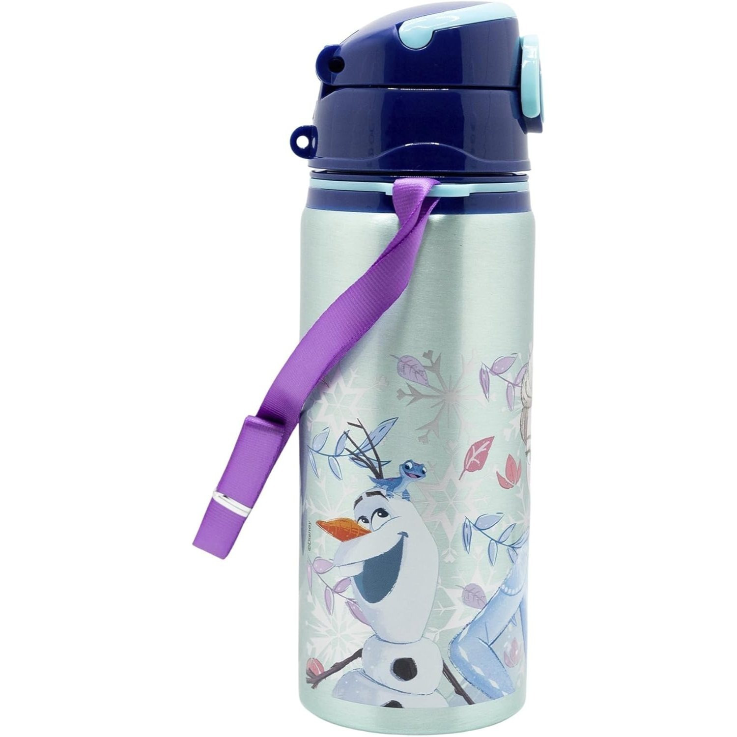 TEMU Frozen Borraccia Pop-up 730 Ml In Aluminum - Bottle With Straw, Adjustable Shoulder Strap And Handle For School, Sports And Trips