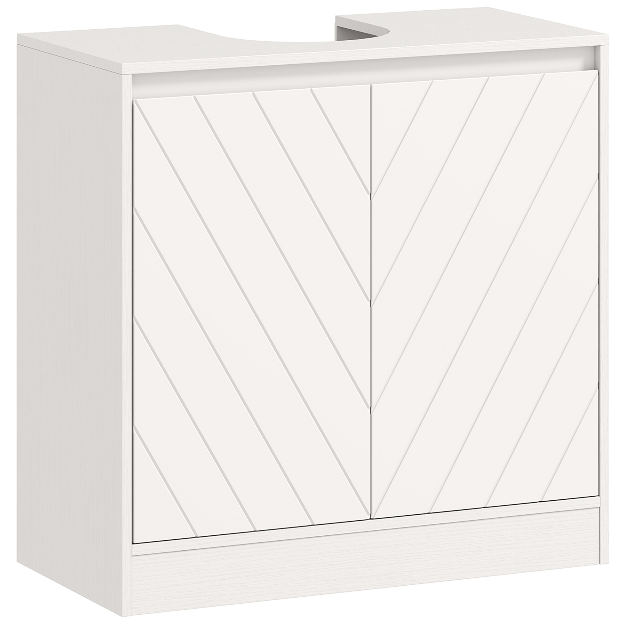TEMU HOMCOM Meuble salle de bain sous Lavabo - meuble sous-vasque - placard 2 portes avec étagère - dim. 60L x 30l x 59,8H cm - panneaux blanc