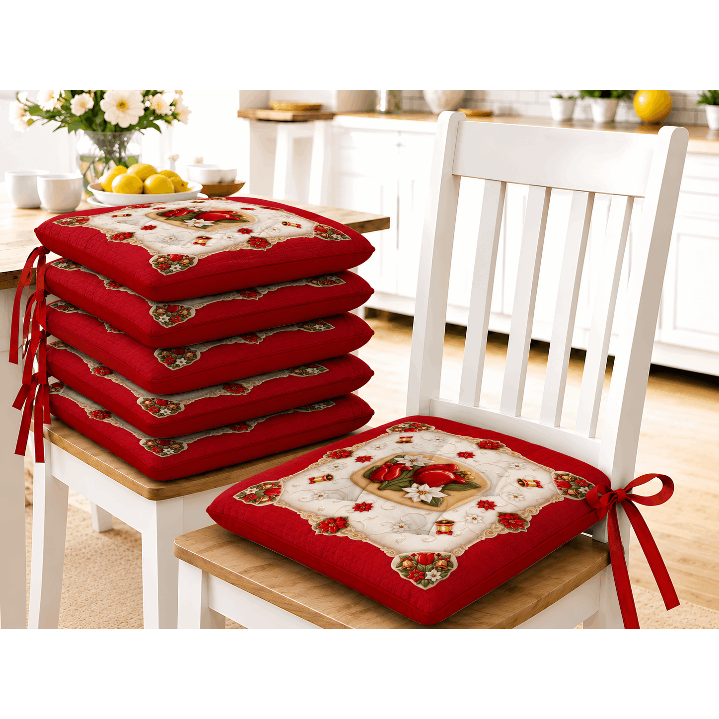 TEMU 6 Tie Cushions (set Of 6pcs) Dis Red Resistant Fabric - Hd For Indoor And Outdoor Use