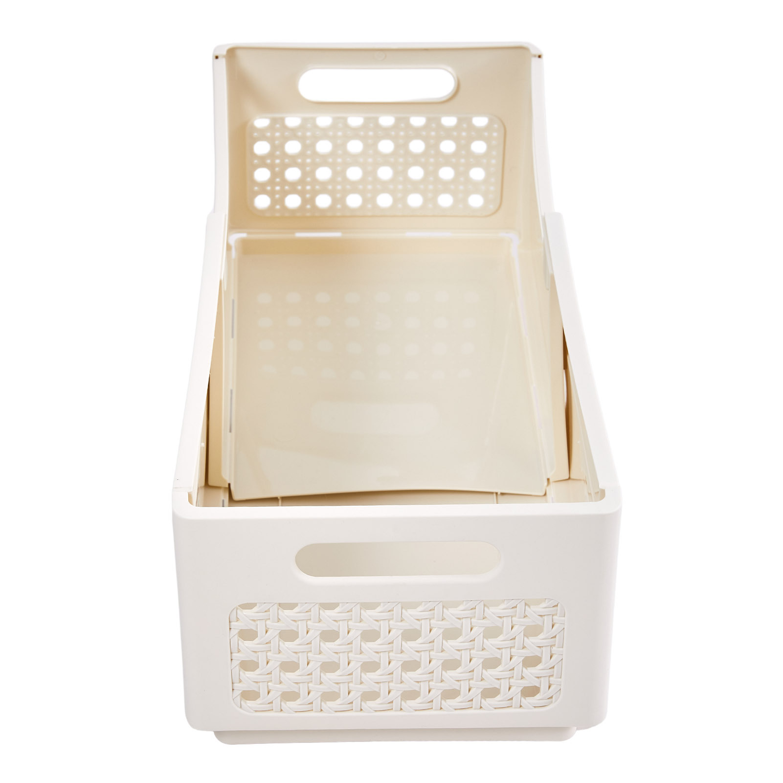 4pcs Stackable Expandable Storage Bins, Multipurpose Plastic Baskets