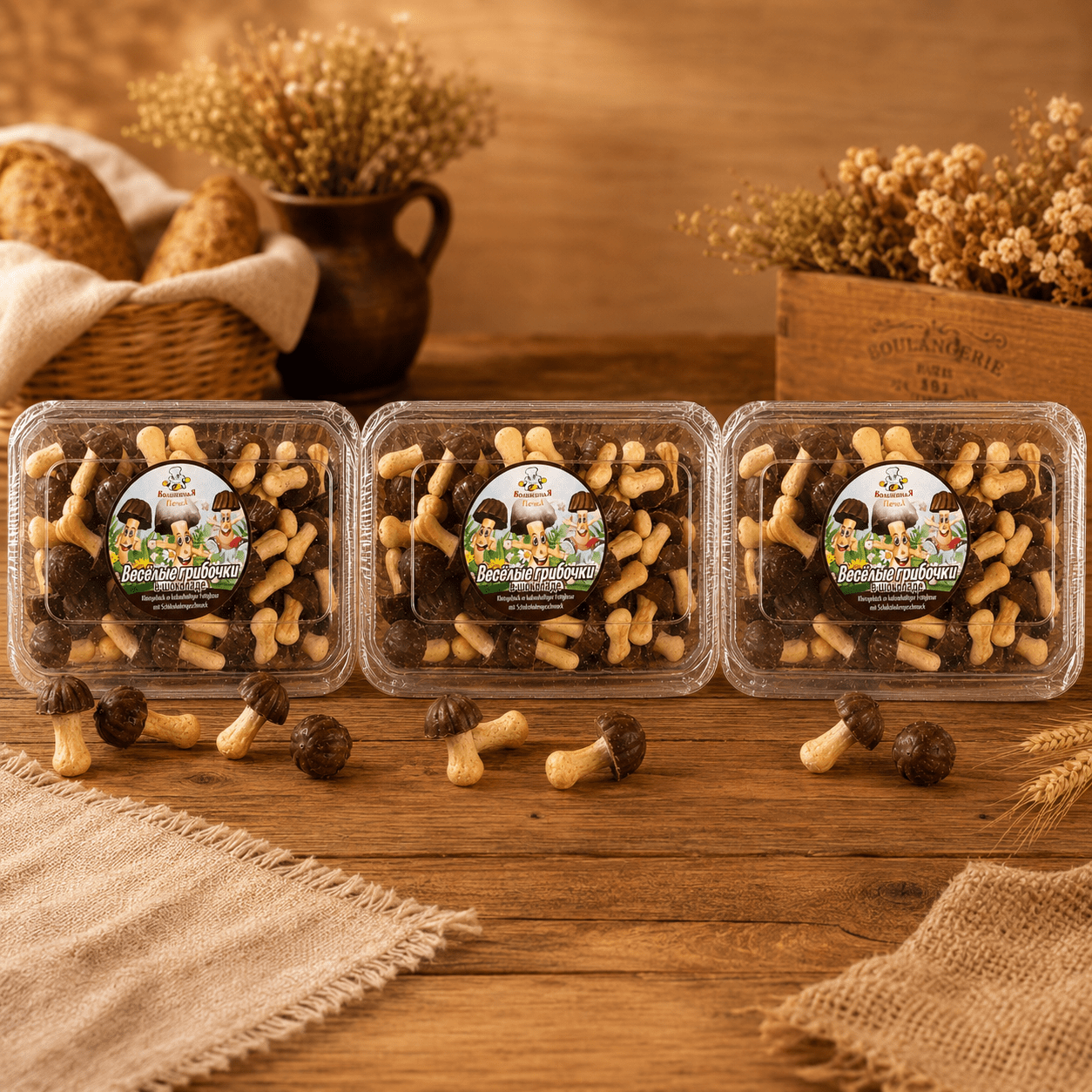 Cheerful Mushrooms In Chocolate Glaze
