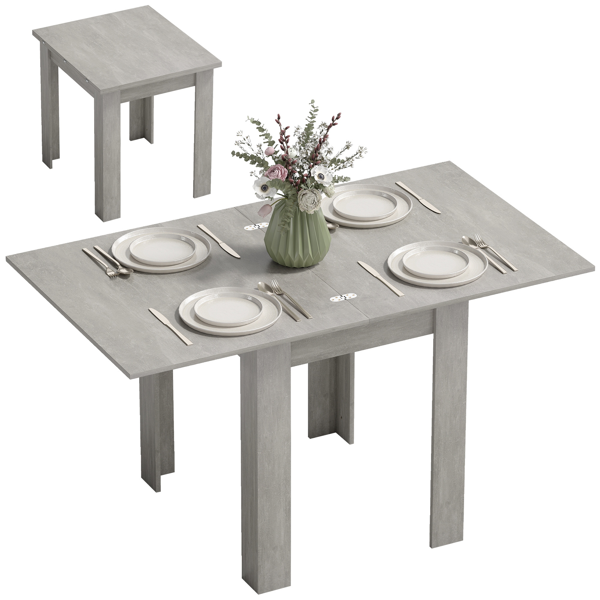 TEMU Table à manger extensible rectangle pour 4 à 6 personnes, table de cuisine 70-140 cm, patins en feutre, style moderne, pour , salle à manger,