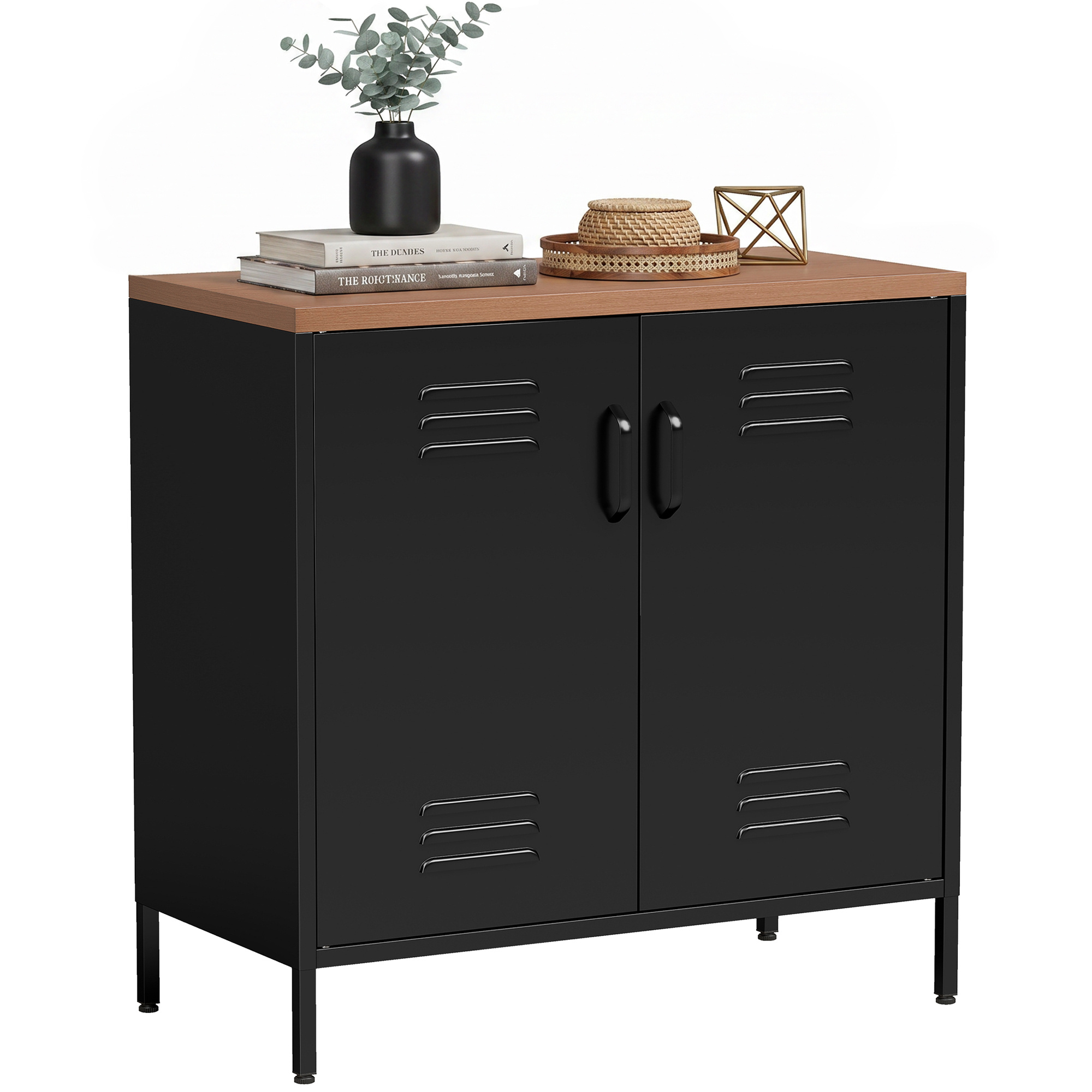 TEMU Buffet Salon Métallique, Meuble de Rangement Industriel avec 2 Portes et Étagère Réglable, Pieds en Acier Robuste, pour Cuisine, Chambre et