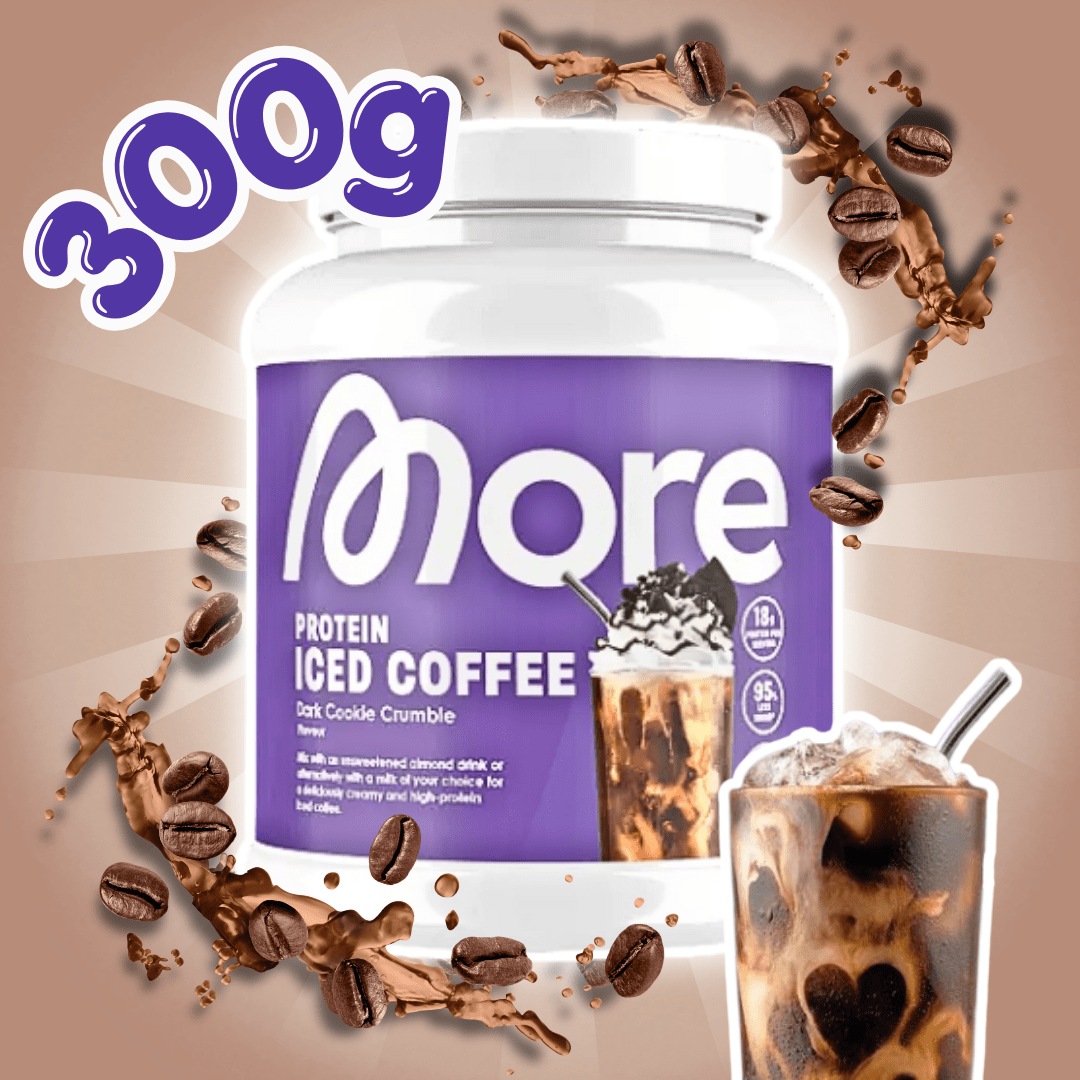 TEMU More Protein Iced Coffee Dark Cookie Crumble Protein Powder With Whey Protein, Instant Coffee, And Cookie Pieces, 300g