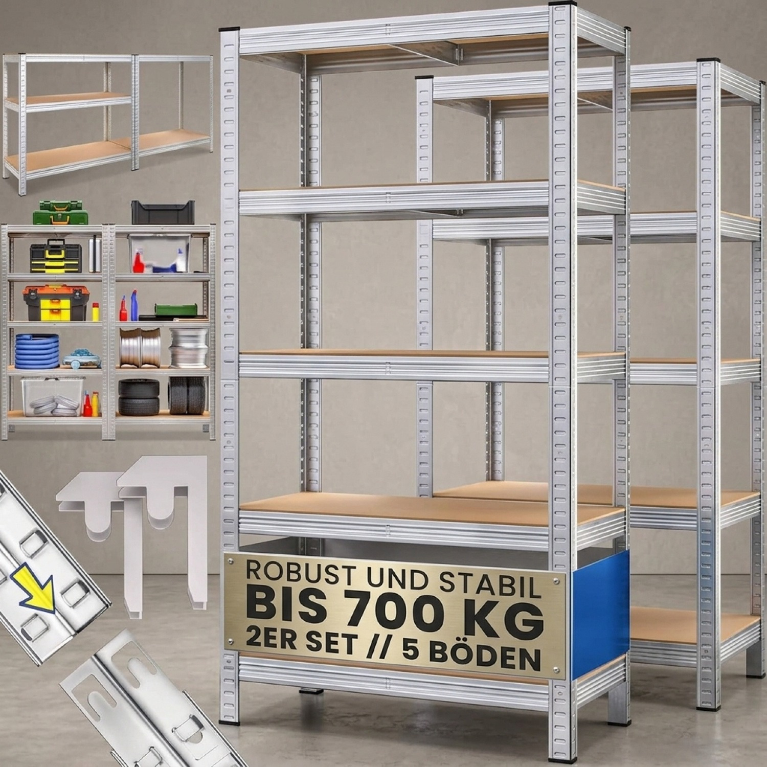 2x Heavy Duty Shelving Unit 170x75x30cm 350kg 5 Shelves Rack Basement Rack Assembly Rack Workshop Rack