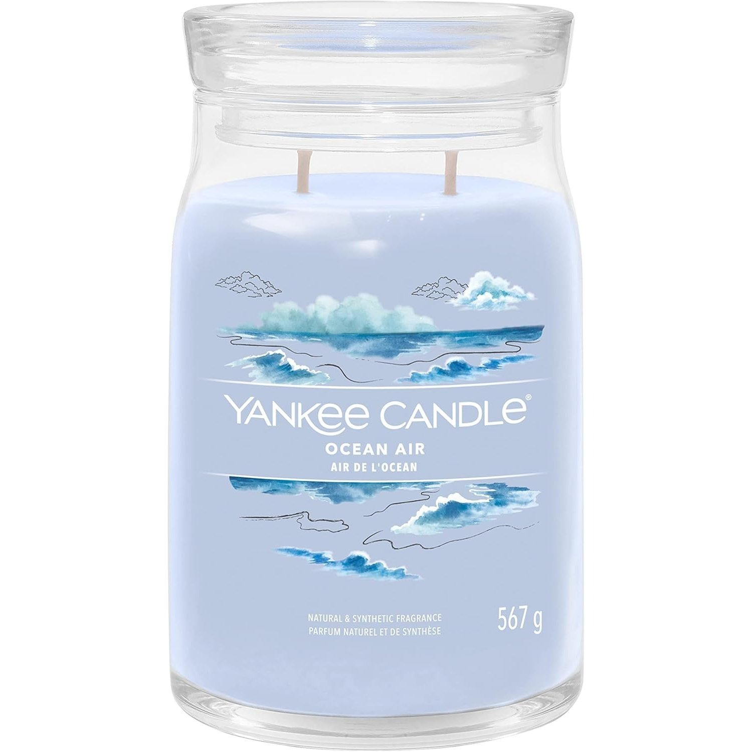 Yankee Candle Ocean Air Signature Large Jar Scented Candle 567g Double Wick - Blue