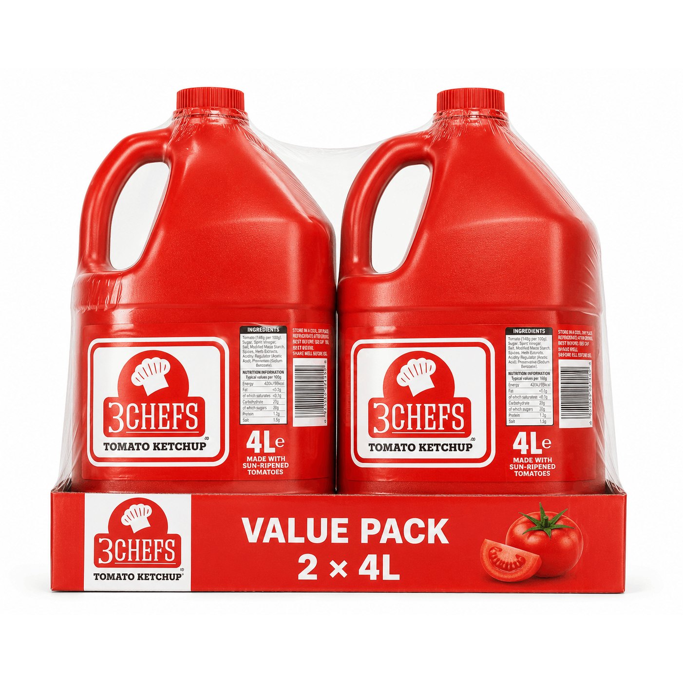 TEMU 3 Chefs Tomato Ketchup Bottles Pack Of 2 × 4l