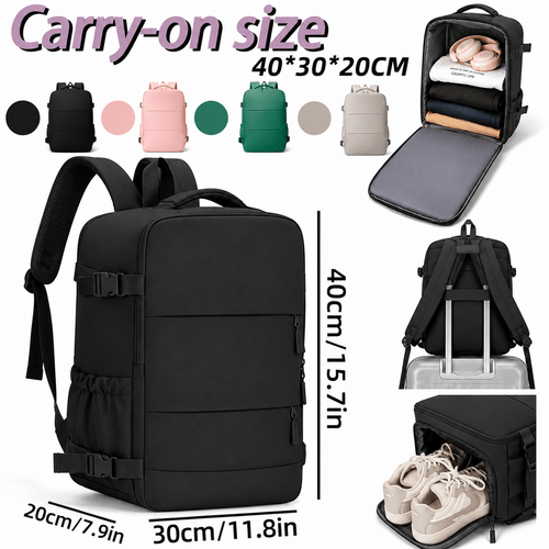Artikelbild neuer ryanair-rucksack/handtasche, maße 40 x 30 x 20 cm, für ryanair-/easyjet- . ideal für reisen, geschäftsreisen oder den täglichen gebrauch, mit verstellbaren schultergurten, °-öffnung, reißverschluss, schuhfach und 14-zoll-laptopfach.