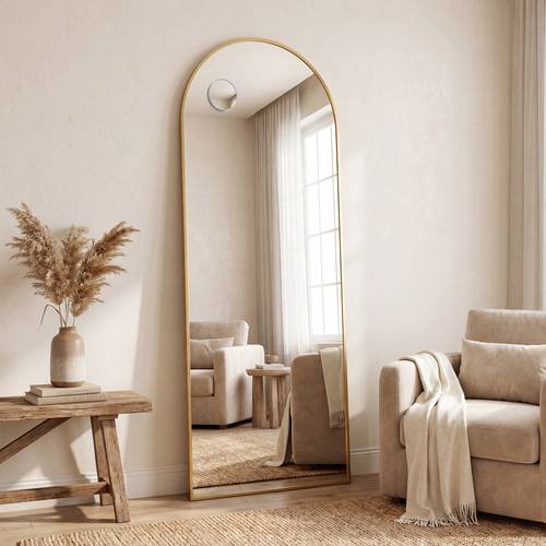 artikel foto passpiegel met vergrotende spiegel, veiligheidsglas, ontwerp, 150 x 40 cm, goud