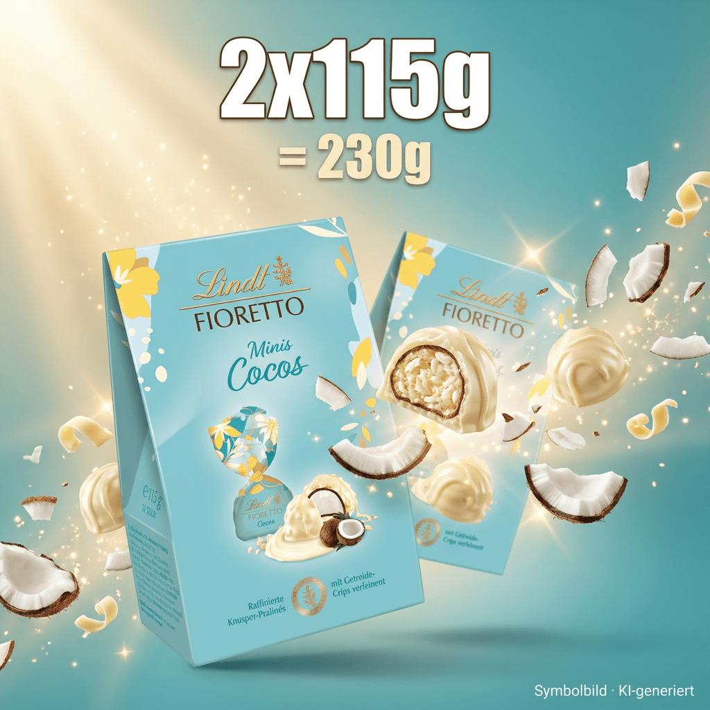 Image of Lindt Fioretto - Mini Coconut Pralines - Coconut In White Chocolate - 2x115g = 230g 20pcs