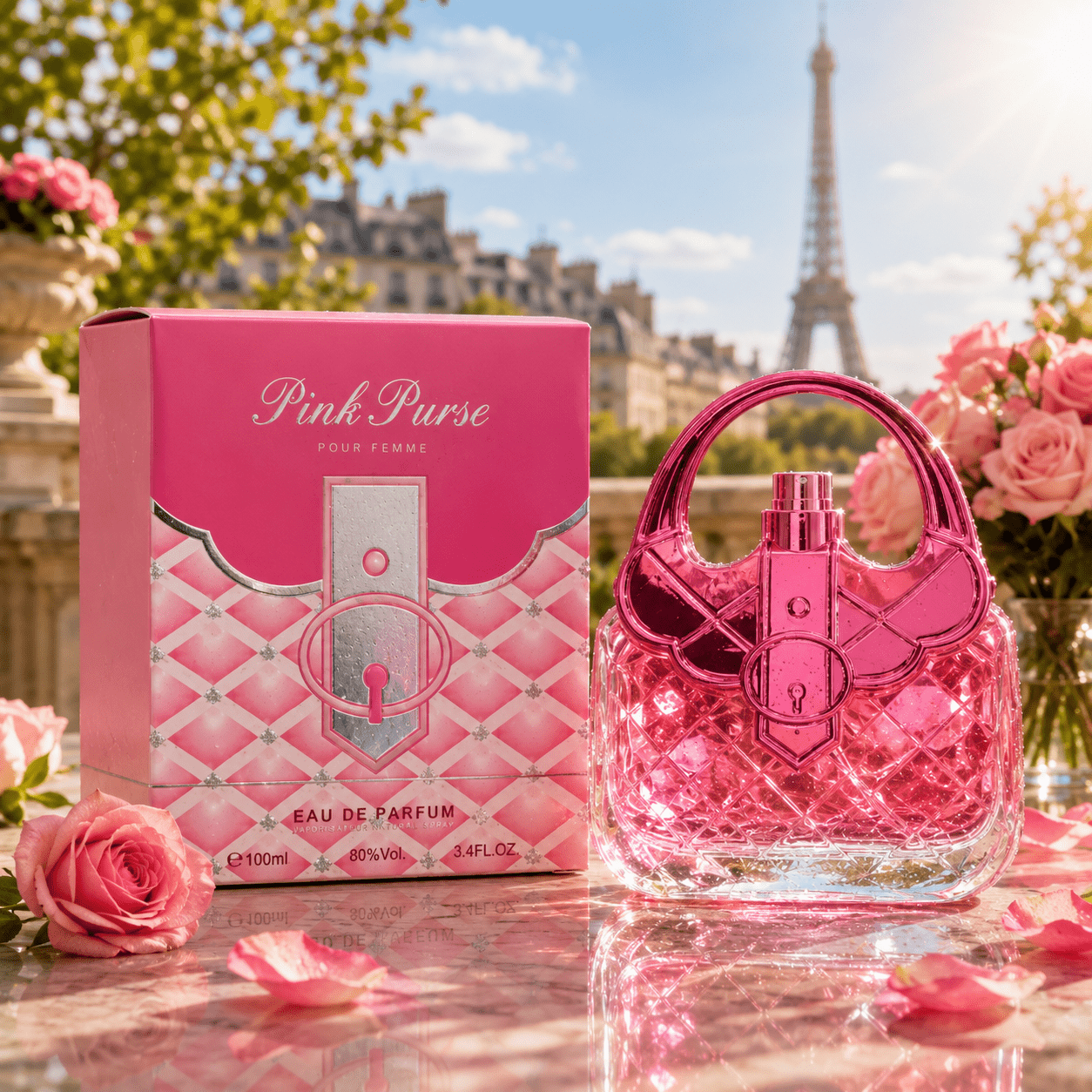 TEMU Perfume For Woman – Pink Purse Edp 100ml X 1 Elegant Floral Fruity Fragrance With Notes, Feminine Freshness, Smooth Floral And Stylish Handbag ,
