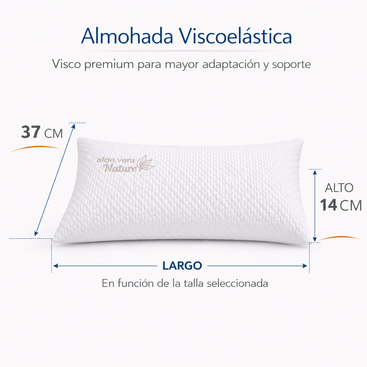 almohada viscoelástica de   con aloe vera –   de   elástico 100% poliéster, transpiración multizona,   de puntos de presión, lavable