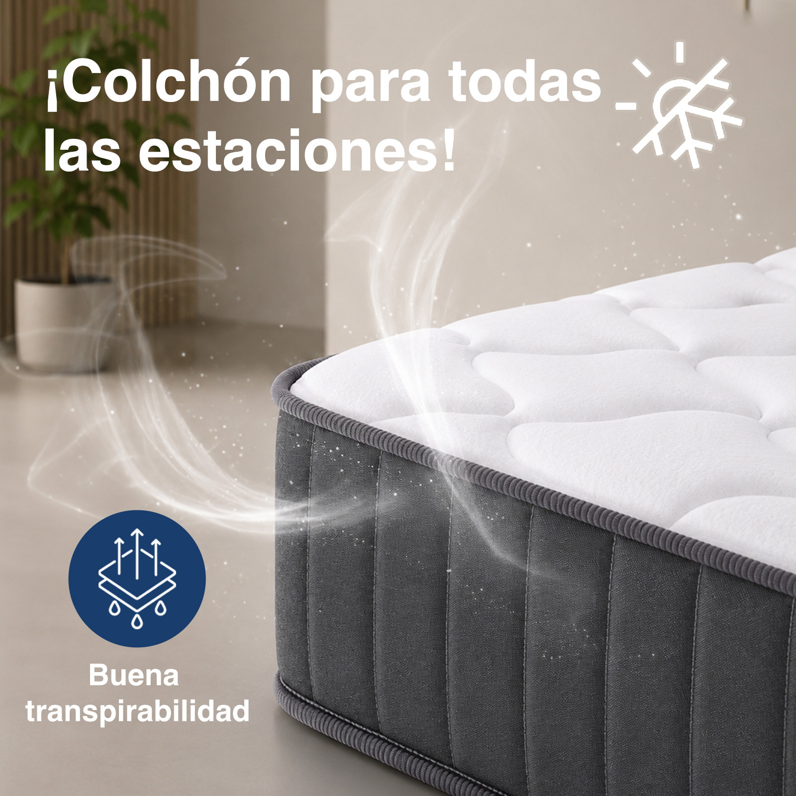 colchón viscoelástico de 20 cm con   media, transpirable, ergonómico,   soporte y   de presión,   para   las  , ideal para dormitorio, apartamentos y habitación de invitados