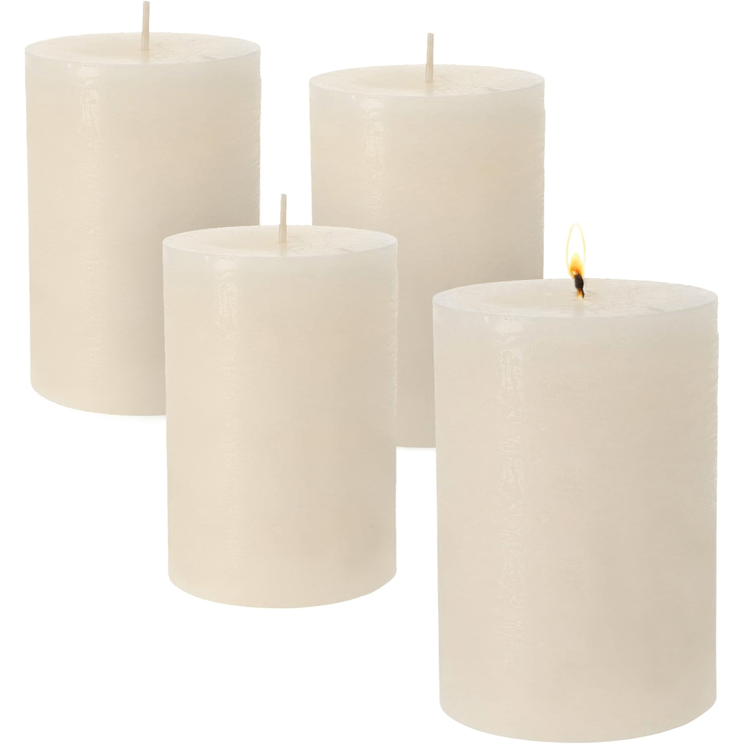 Image of Real Wax Stump Candles 10 X 7 Cm Cream 4pcs Set | Rustic, Advent Candles, , . 30 Hours , Odorless
