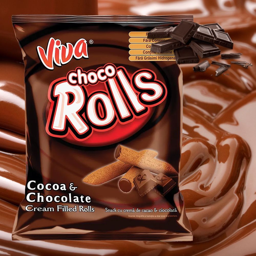Viva Choco Rolls kakaós-csokoládés krémmel töltött snack 100g: retailer-supplied image
