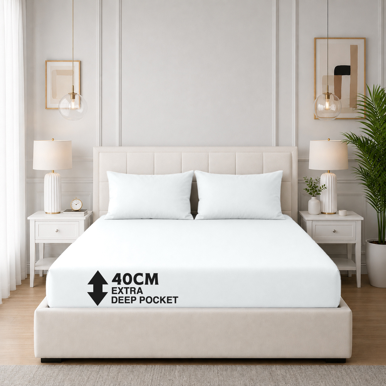 TEMU 40cm Extra Deep Pocket Fitted Sheet, Ultra Soft & , Solid Color Sheet, Breathable & Durable, Elastic Edges, Fade Resistant, Machine Washable,