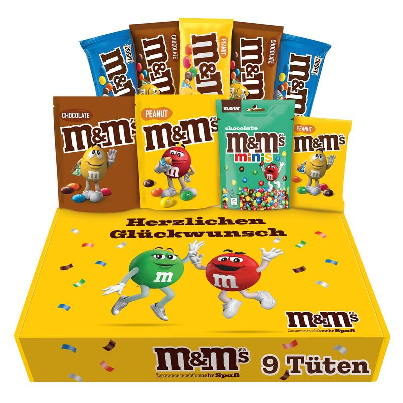 Image of M&m's Fan Box Congratulations Chocolate Lentils Mix 7 Varieties 9 Packs 724 G Gift Box