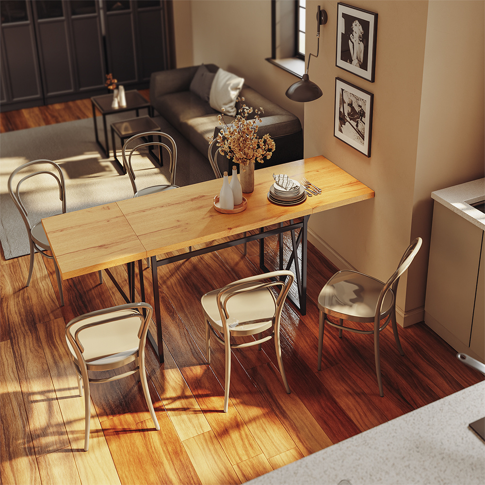 Dining Table Kitchen Table Folding Table Extendable Dining - Table With Foldable Top For 2 To 8 People Kitchen Dining Room Living Room Modern Wood Look 110 To 200 × 78 × 75 Cm Fwt113-n Sobuy