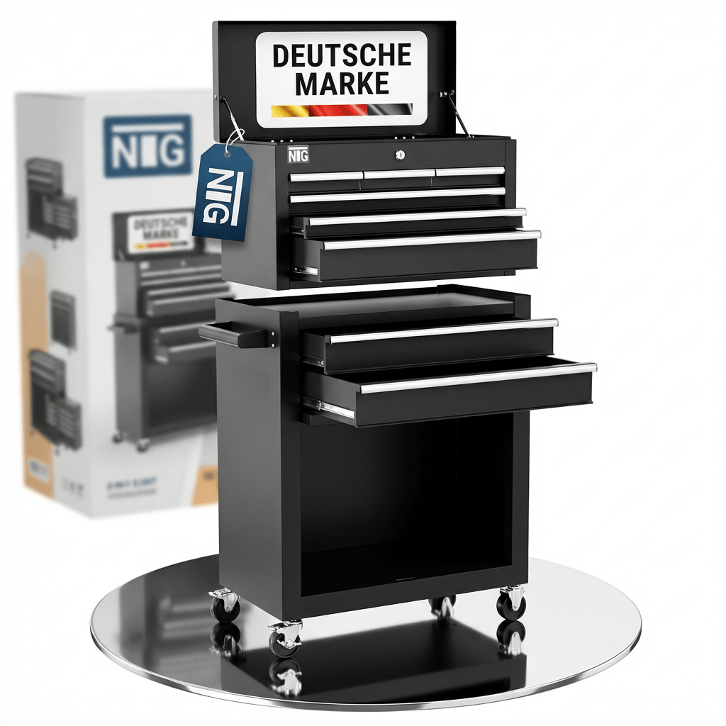 Image of Workshop Cart Without Tools 8 Drawers + Large And Small Compartment Ball-bearing Drawers