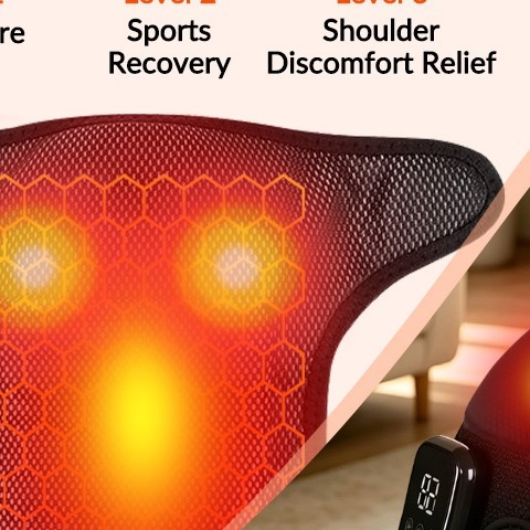 TEMU 3 In 1 Rechargeable Knee Massage Wrap, Warm Vibration Massage Pad For Knee Shoulder Elbow, 3 Warm Settings & 3 Adjustable Vibration Intensities,