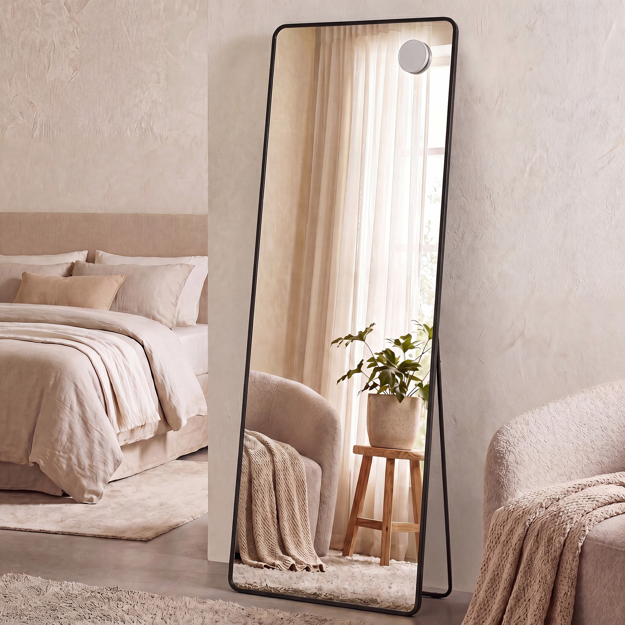Image of Full-body Mirror 160x50cm, Floor-standing Mirror With Aluminum Frame & Safety Glass, Mirror For Yoga, For Hallway, Bedroom, Living Room, Stylish & Stable, New Christmas Items.