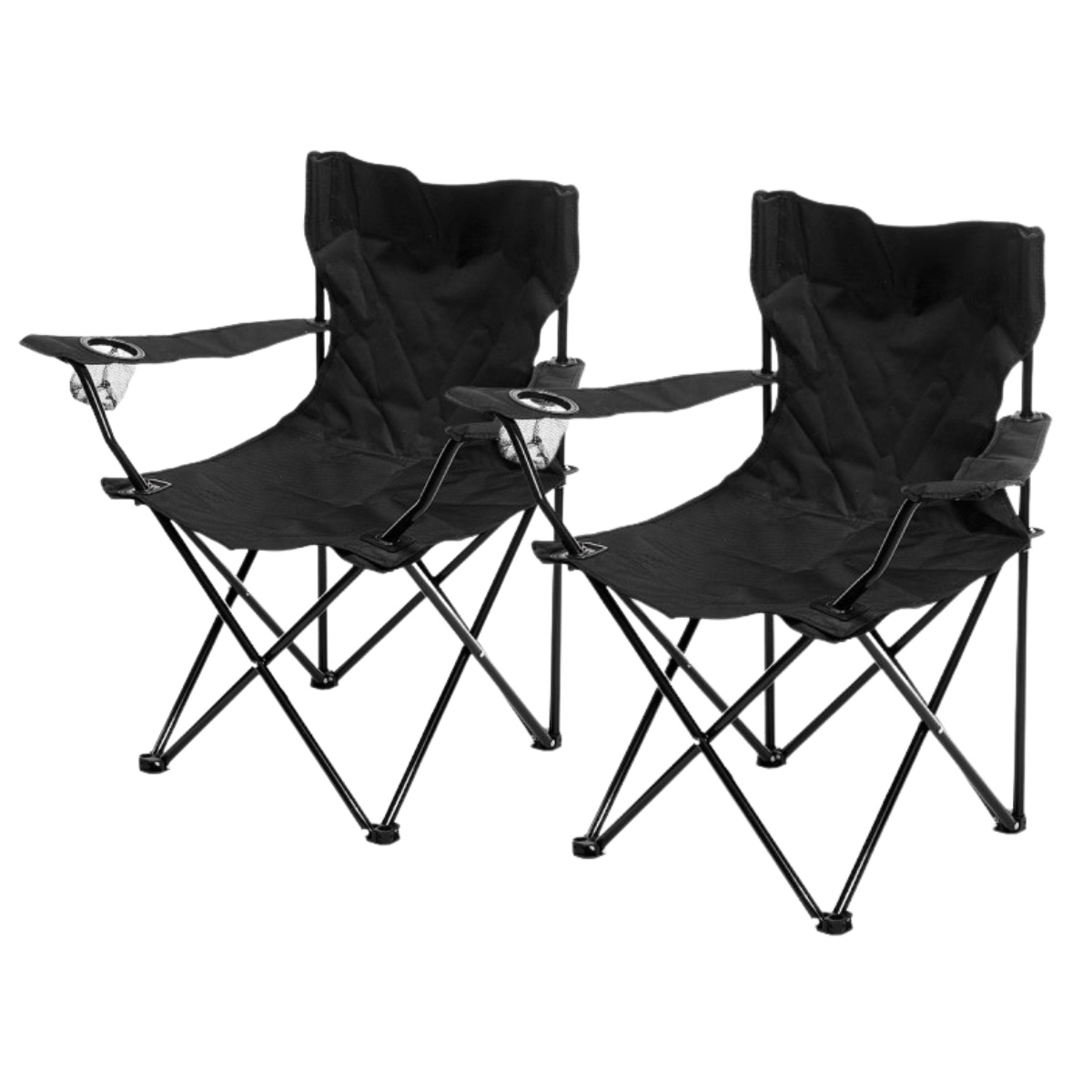 TEMU Pack de 2 Sillas de Camping Plegables con Reposabrazos y Portavasos, Sillas Portátiles Resistentes para Playa, Jardín, , Pesca y Picnic, Fácil