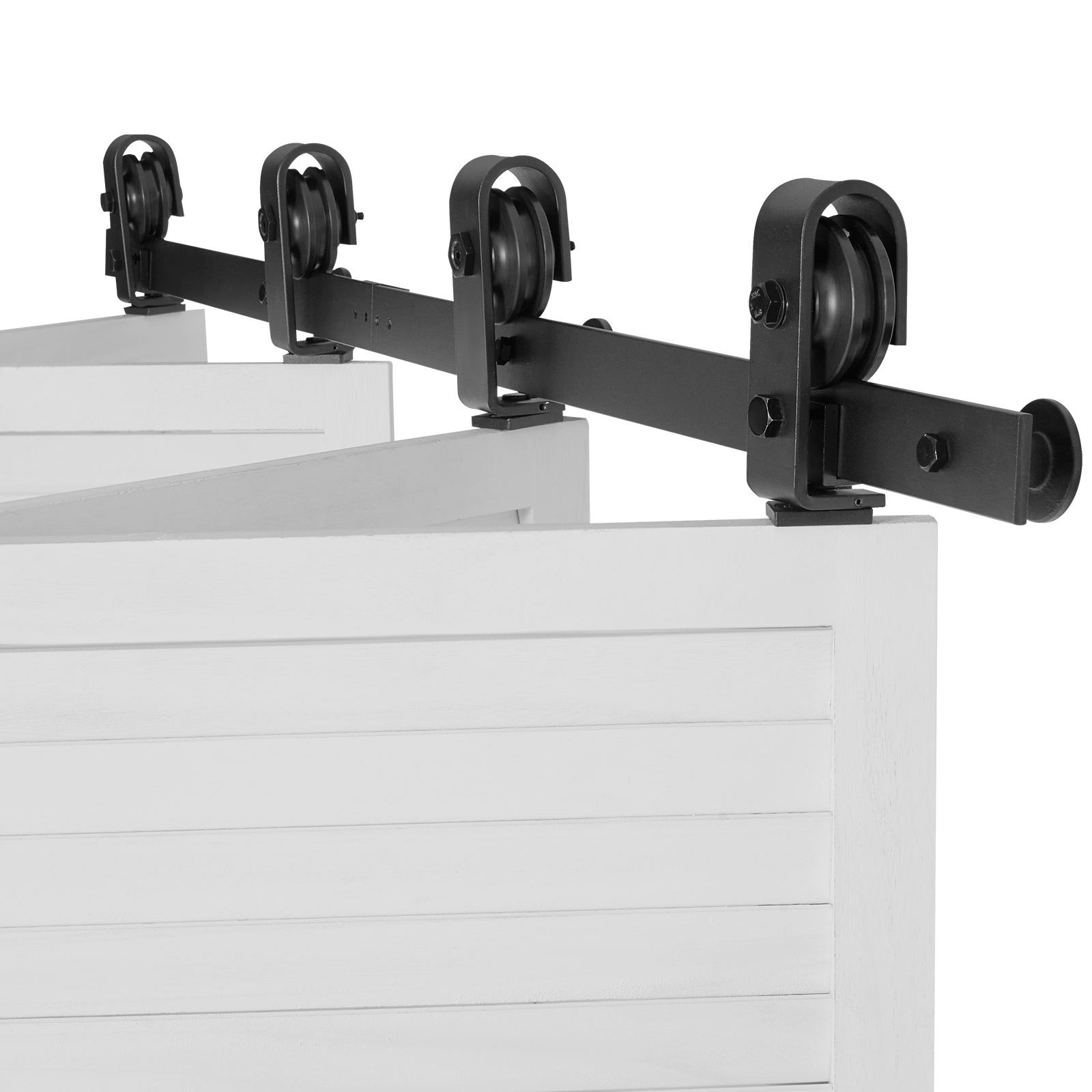 Image of Vevor Bi-folding Sliding Barn Door Hardware Track Kit, 52" Track Kit, Slide & , Heavy Duty, , Suitable For 4 12" Closet Pantry Laundry Doors (not Included)
