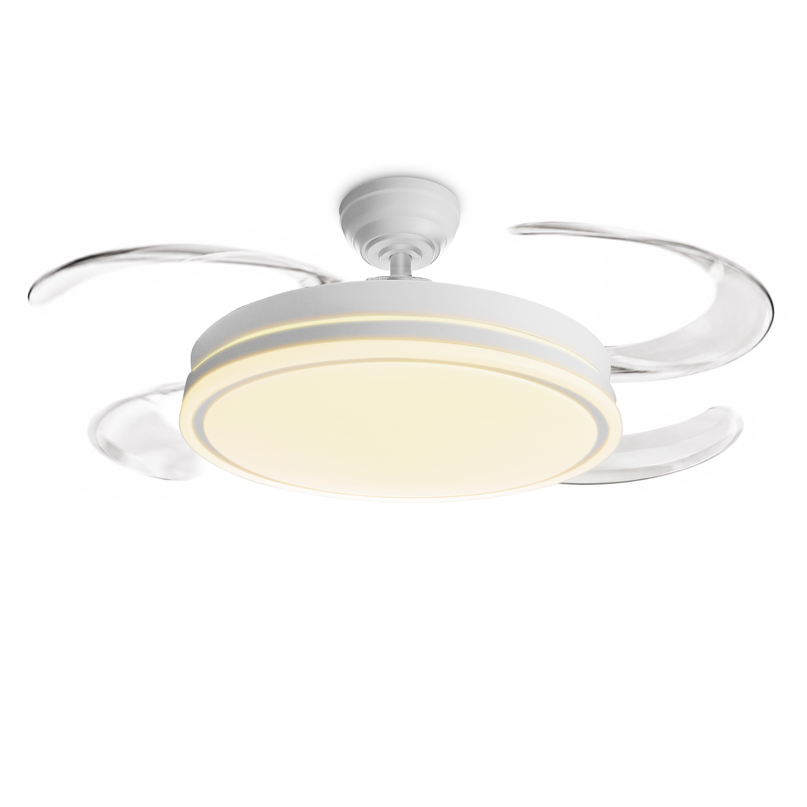 TEMU Ventilatore da Soffitto LED ATOMANT con 4 Pale Retrattili, 85W, LED 55W + Motore 30W, �109cm, CCT, Bluetooth e Dimmerabile, 5250LM, con