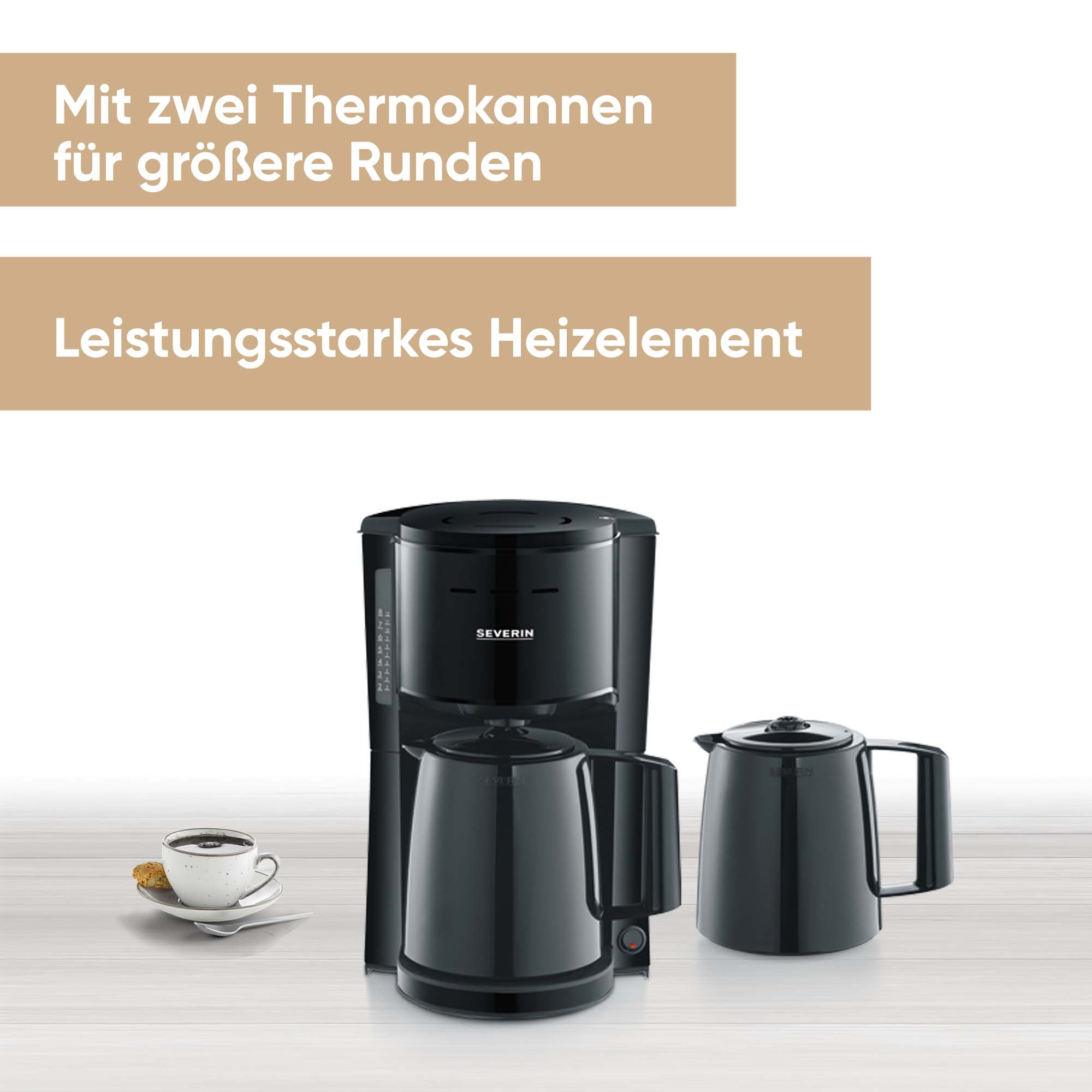 Image of Ka 9307 Coffee Maker With 2 Thermoses - Up To 8 Cups | 2 Insulated Jugs | 1,000 W | Pour-over Lid | Drip-free Pouring | Coffee Maker (b-stock)