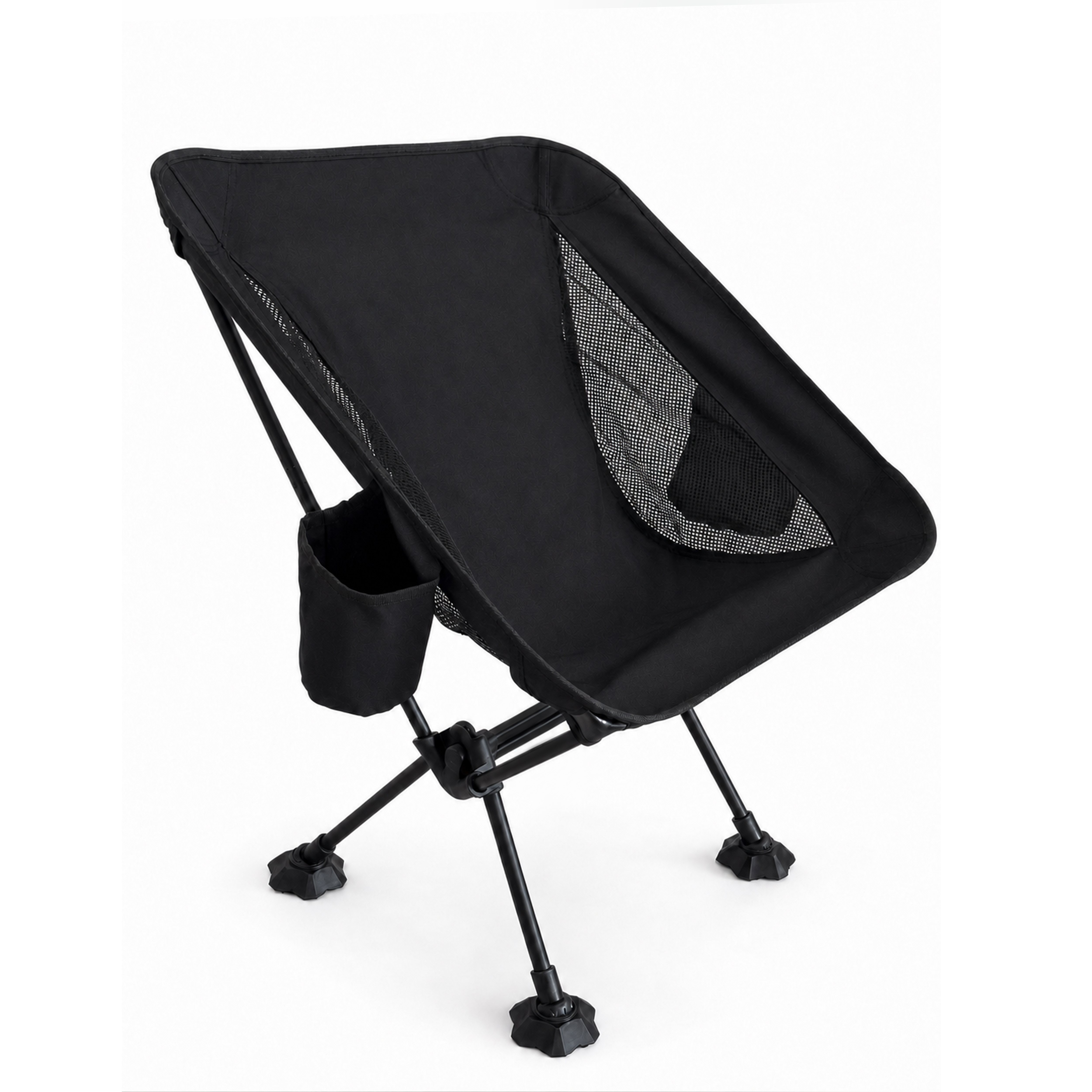 Image of Evocamp Camping Chair, Foldable, Collapsible Outdoor Chair With Small Packing Size, Wide Standing Feet, With Drink Holder & Side Pocket, Up To 150 Kg