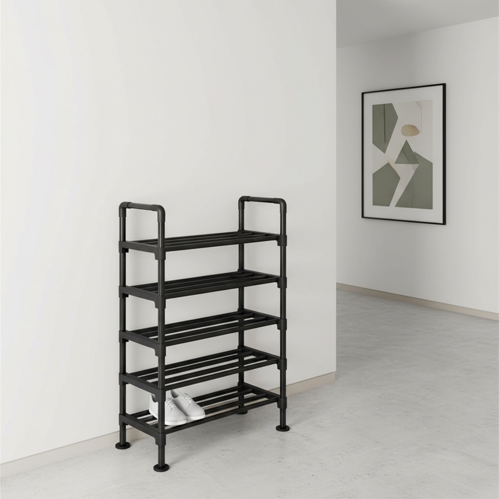 Image of Space Saving 4-tier Metal Shoe Rack, Stackable Shoe Cabinet For Entryway, Hallway, Closet, For Small Spaces, Easy Assembly