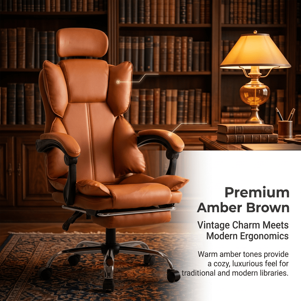 Image of Ergonomic Gaming Office Chair Pu Leather, Height Adjustable, Reclining Backrest With Retractable Footrest, 360° Swivel Desk Chair For Home Office Gaming, 5 Colors Optional