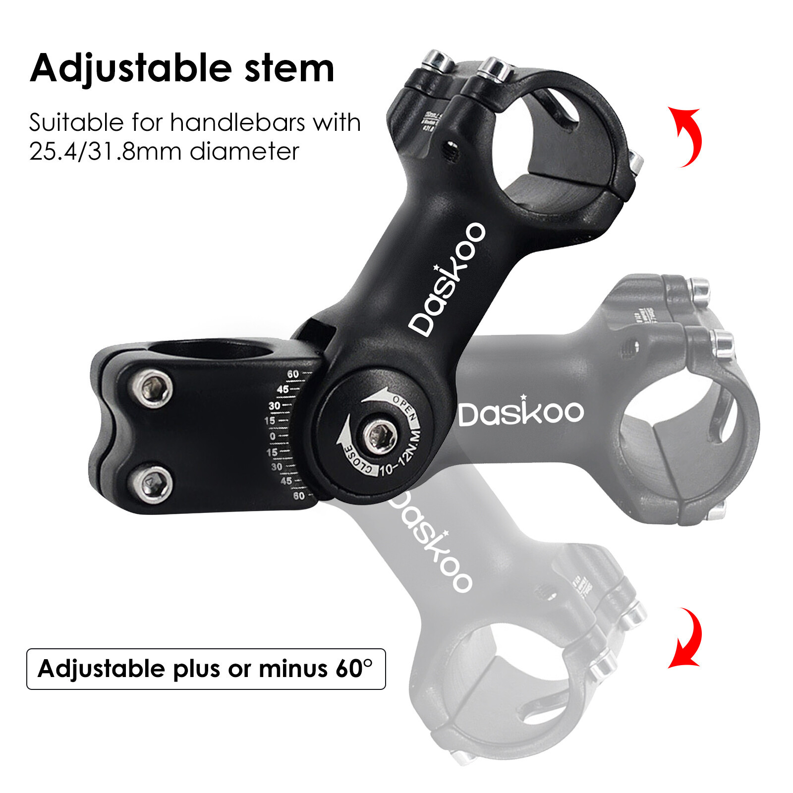 Image of Bicycle Handlebar Riser, Handlebar 31.8 Mm Mm Ø / 90 Mm L | Aluminum Bicycle Handlebar, Adjustable Handlebar Riser ± 60° Adjustable, Bicycle Handlebar For Mtb