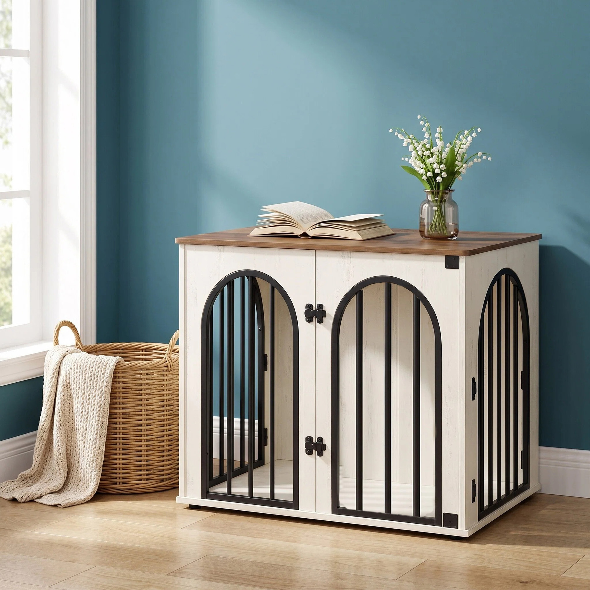 Image of -door Dog Crate, An Indoor Dog Crate Furniture Piece, 68.6cm Wide, A Small Home Dog Crate, In A Modern Minimalist Style.