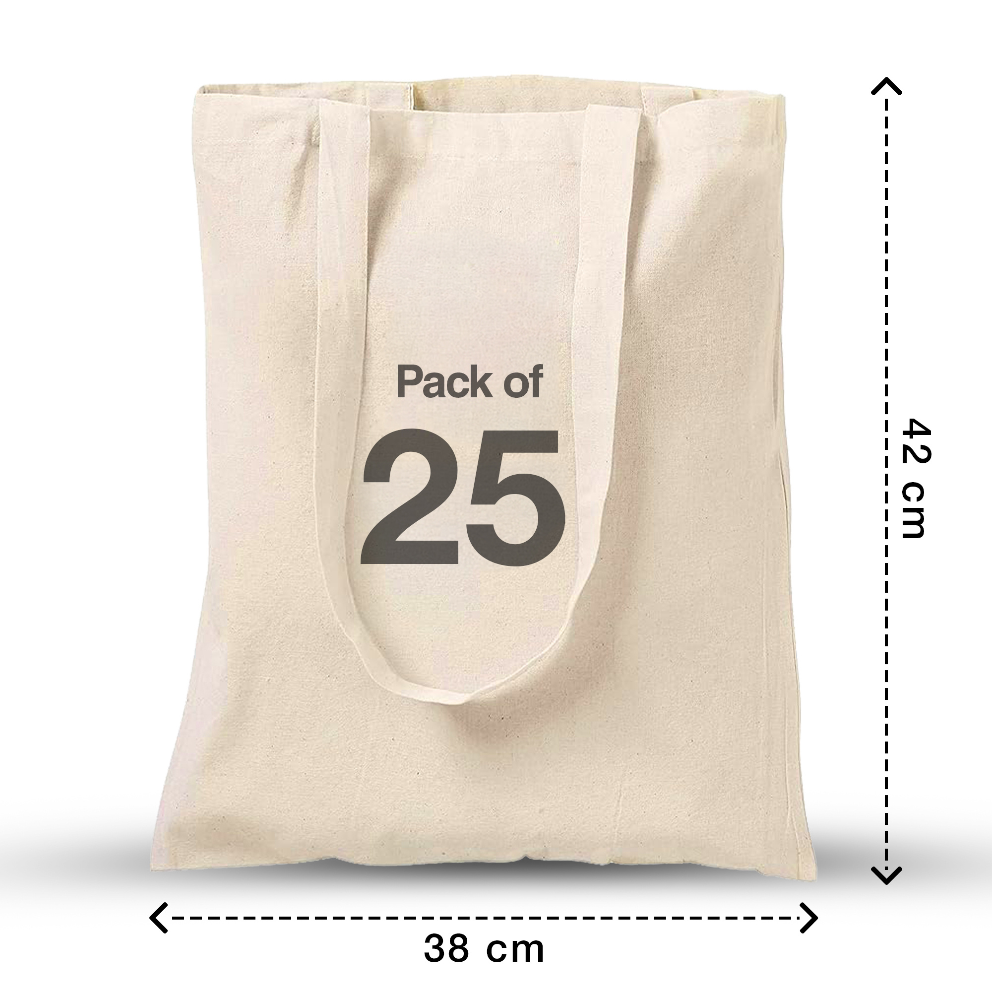 TEMU Pack Of 25 Cotton Tote Bags Bulk Shopping Bag Cotton Bags Cotton 5 Oz Fabric 38 X 42 Cm With Long Handles, Printing, Diy, Painting, Vinyl