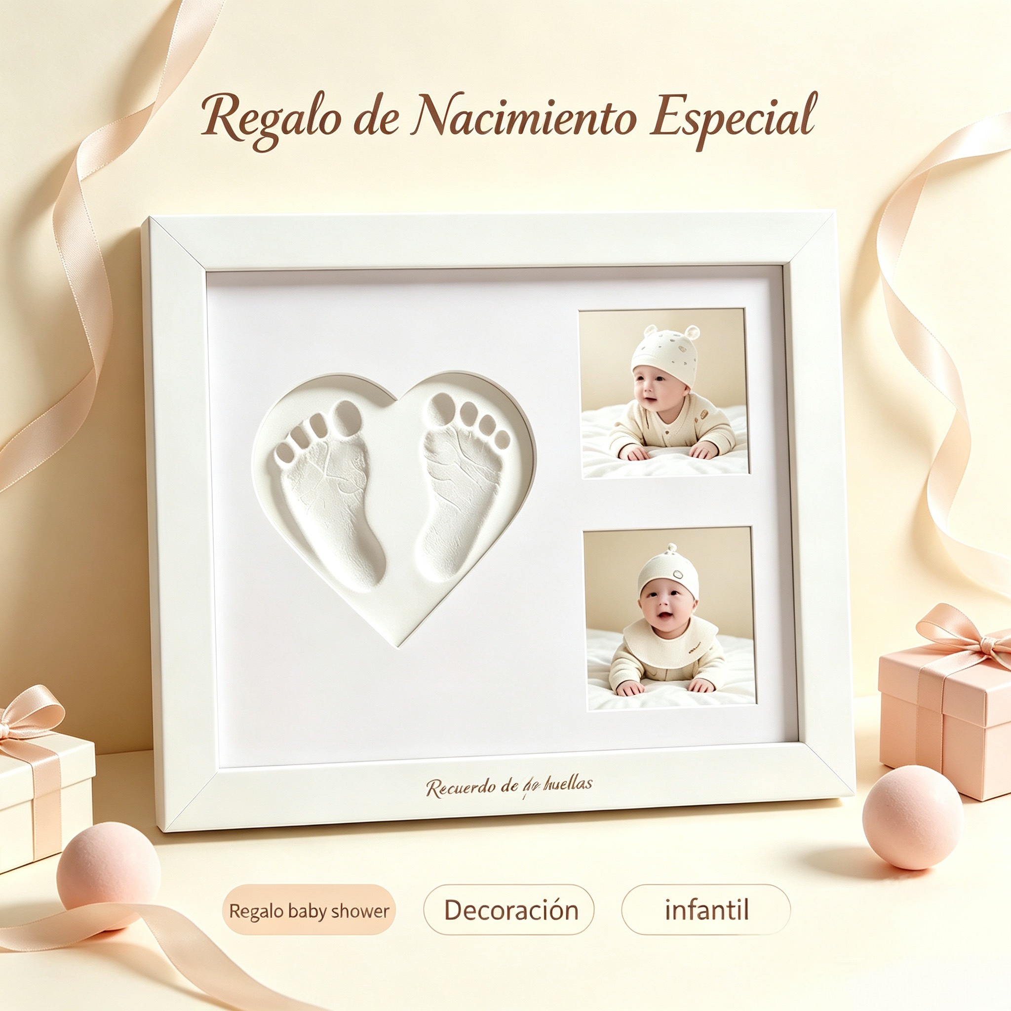 TEMU 1. Decorativo con Molde de para de Pies del Bebé y Fotos de Recién Nacido