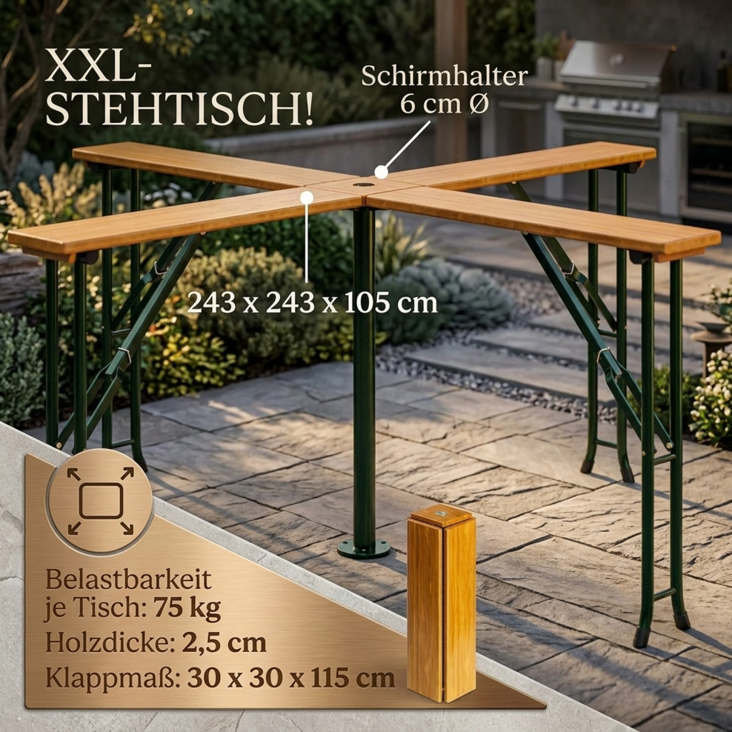High Folding Beer Garden Furniture Outdoor Indoor Folding Table Bistro Table Bar Table Beer Table Garden Table Wood