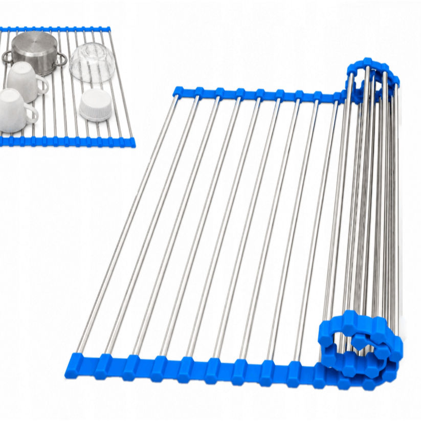 Dish Drainer Countertop Drying Rack Foldable Sink Grid Expandable Drying Mat For Kitchen