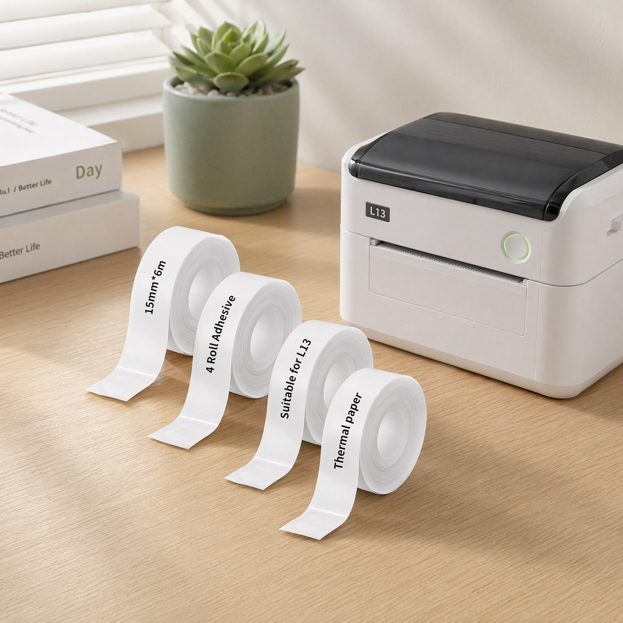 Image of Customisable Self-adhesive Thermal Label Tape, Waterproof Label Printing Paper, 6m×15mm Sticker Paper For Home Office School