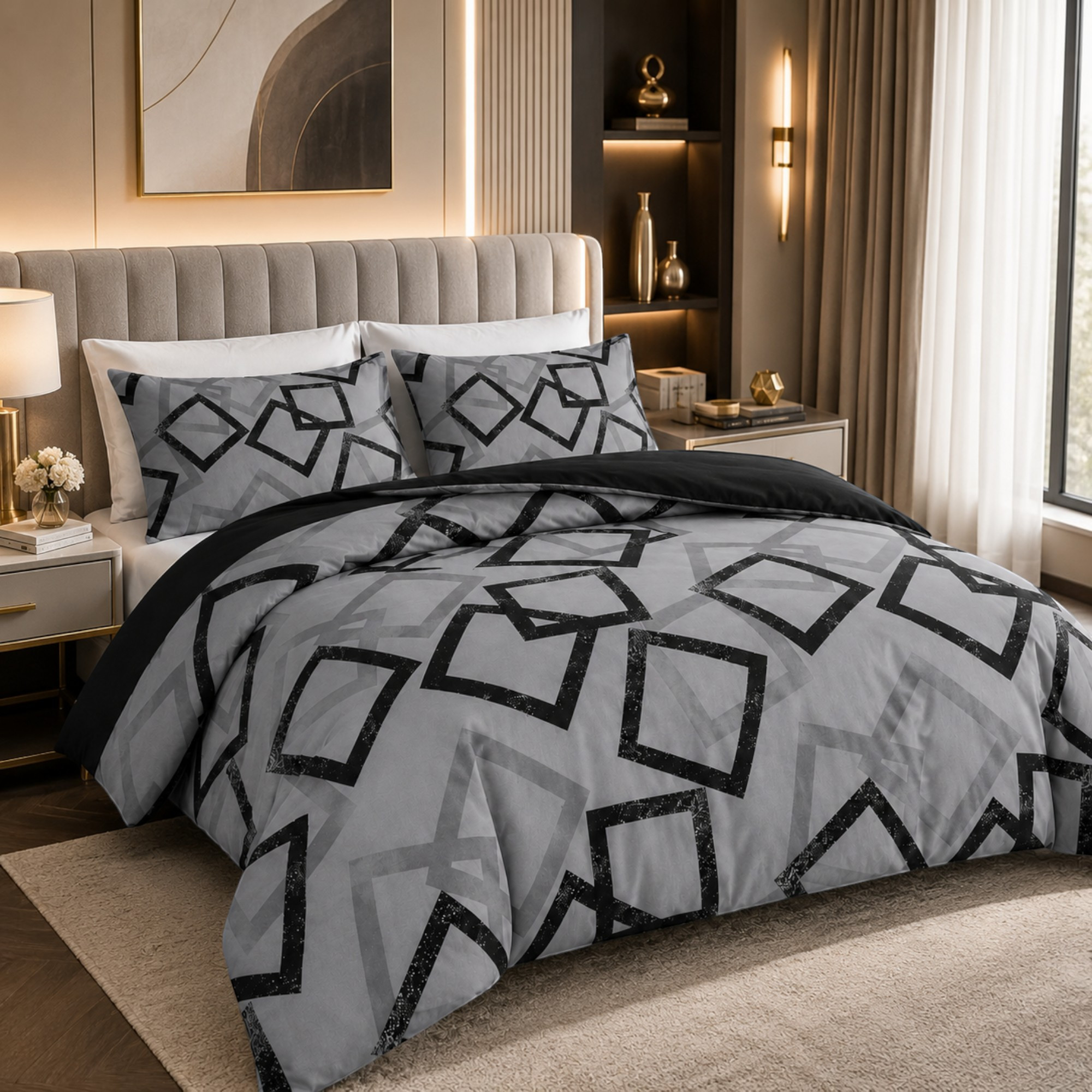 TEMU 3pcs Microfiber Duvet Cover Set With Pillowcases, Reversible Bedding Set, Zip Closure, Corner Ties, Soft & Breathable, Machine Washable, Single