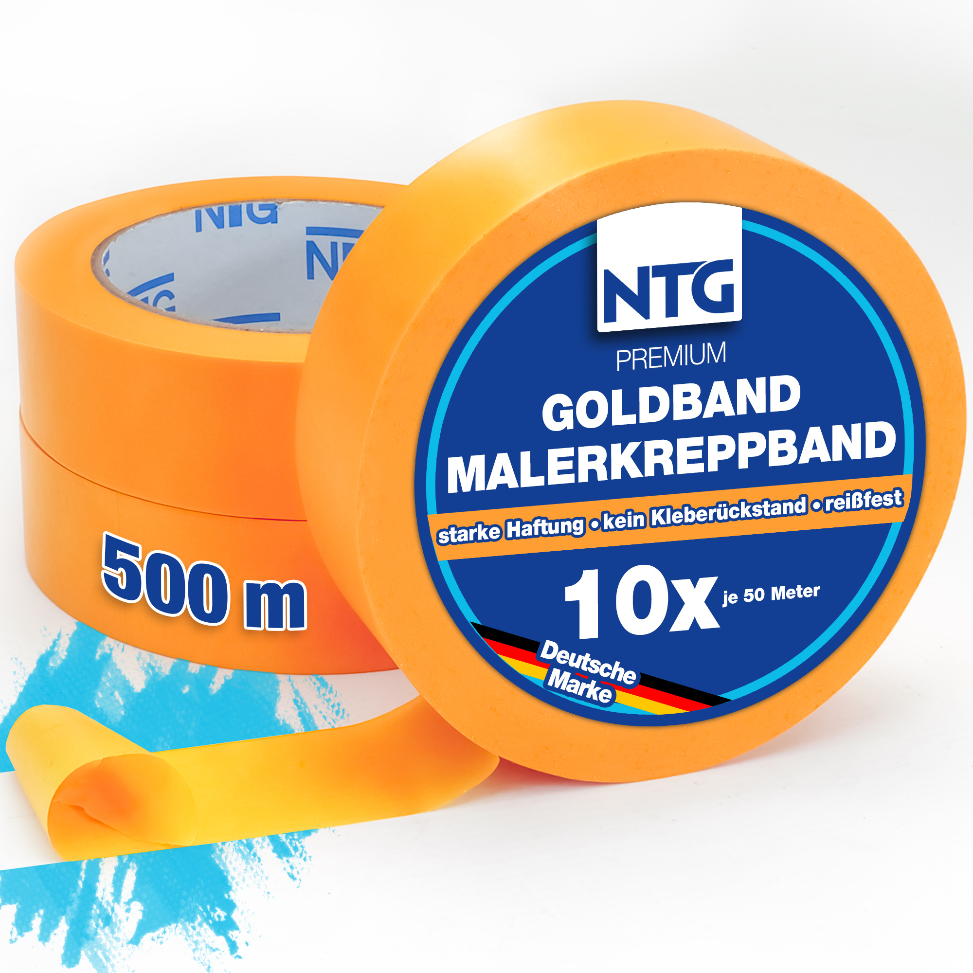 Image of 10-pack Band 50 Meters 30 Mm Wide Painter's Tape, Crepe Tape, Washi Tape, Self-adhesive