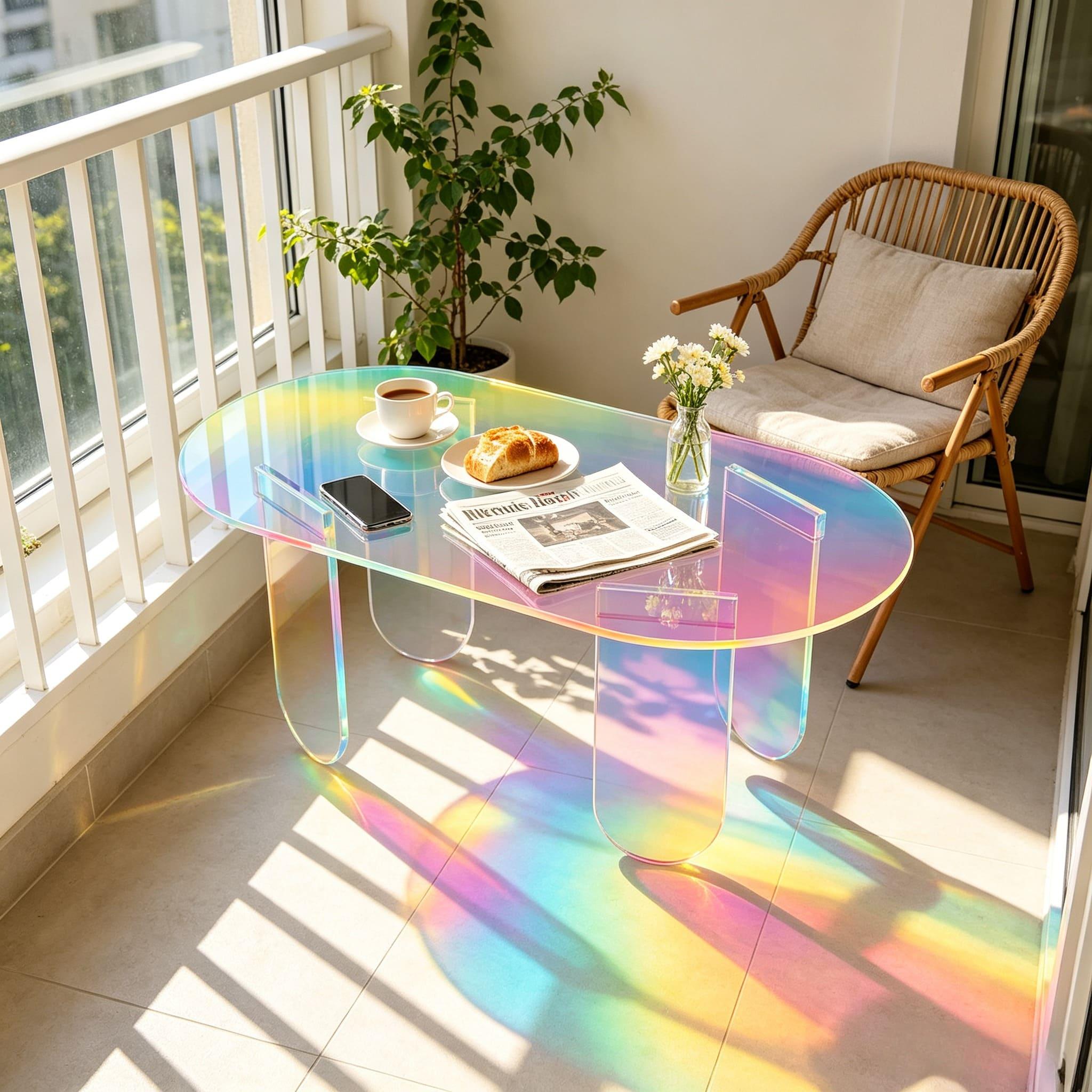 Acrylic Coffee Table - Colorful Acrylic Side Table, 95x50x36cm, Used Room, Bedroom, Study Etc