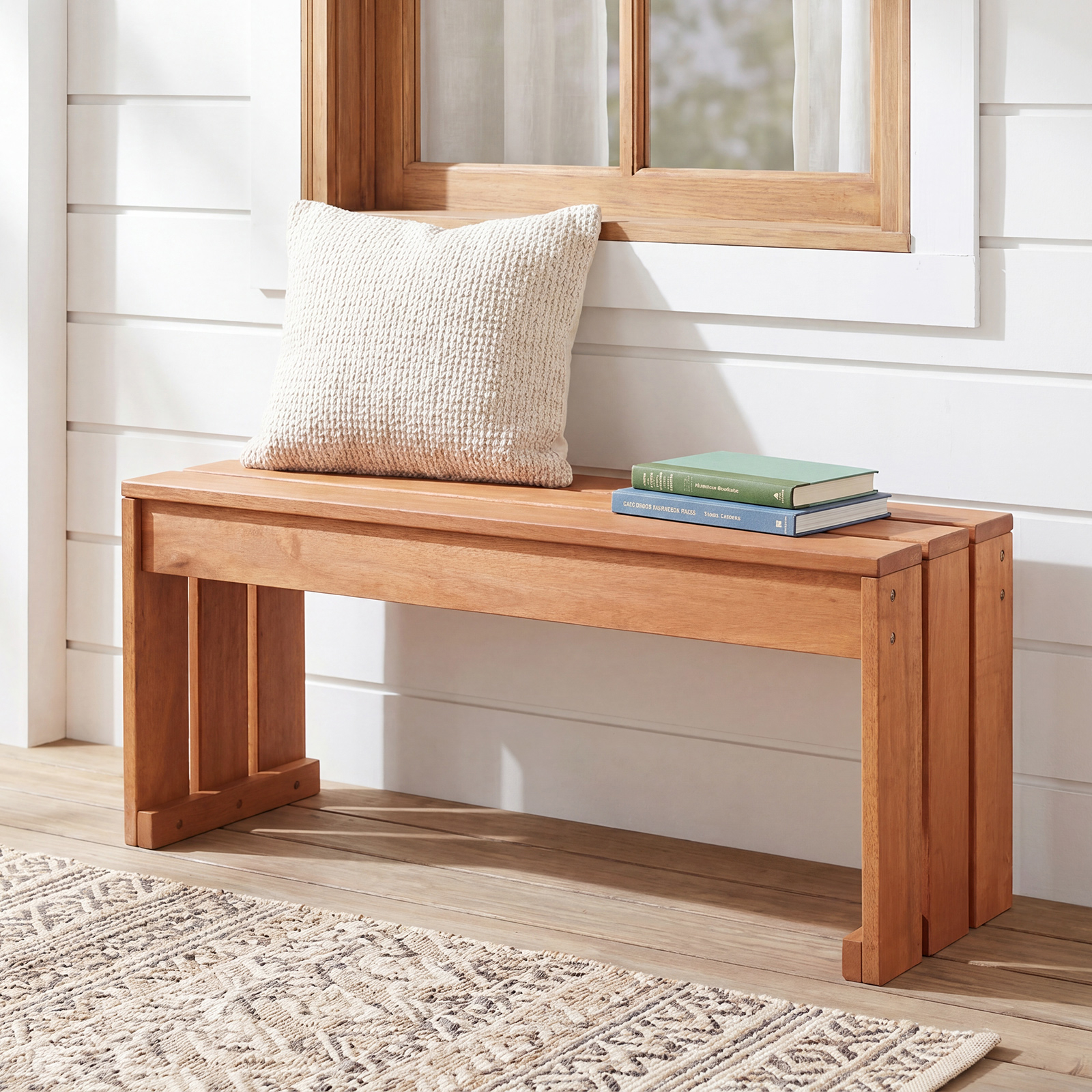 90cm Wooden Dining Bench, 2-person Kitchen Table Bench With Thickened Support Legs, Farmhouse Outdoor Rack Bench