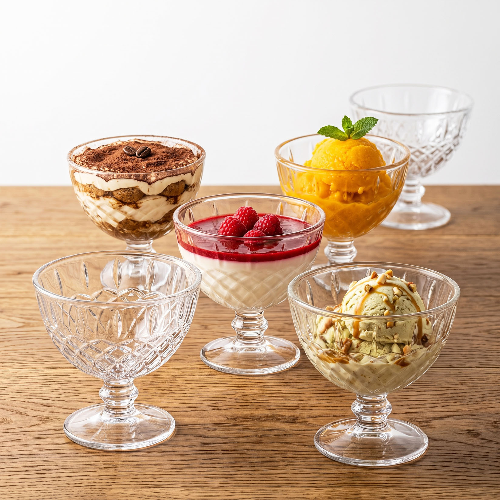 Set Of 6 Glass Dessert Cups For Ice Cream 250 Ml / 325ml