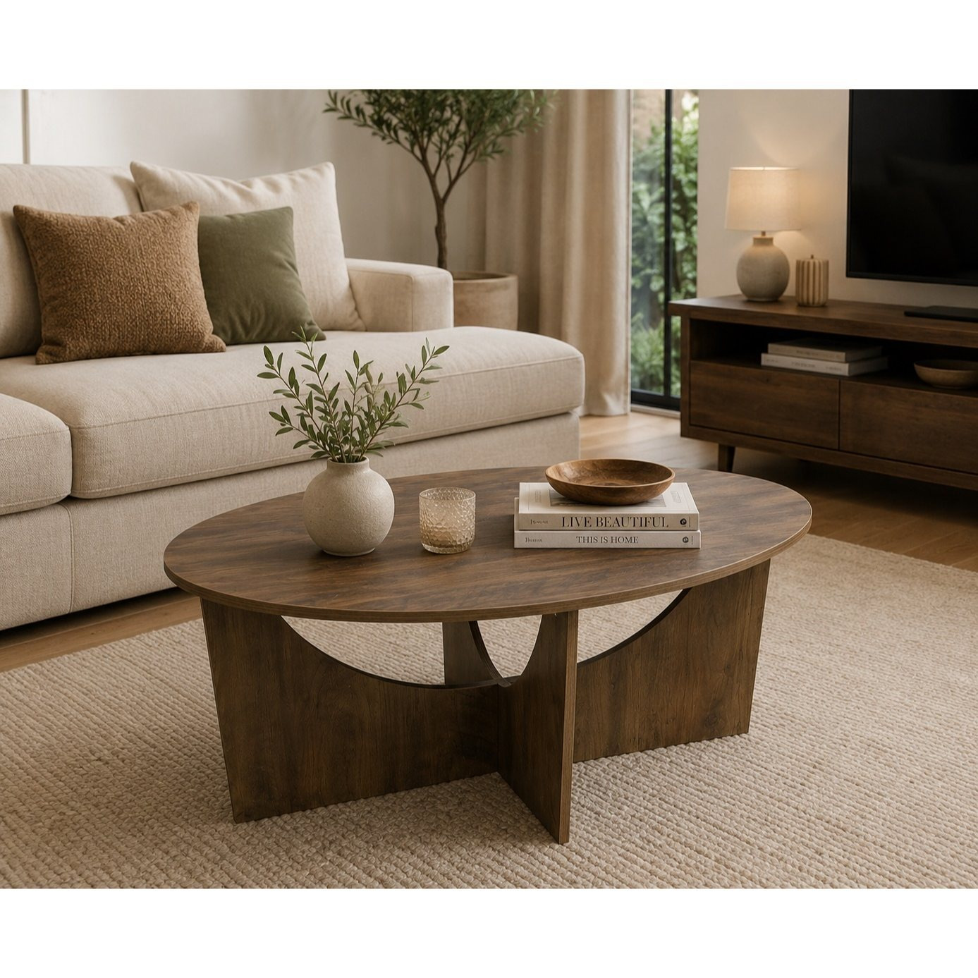 Image of Enola Dark Oak Effect Coffee Table 80x48x35 Cm For Living Room