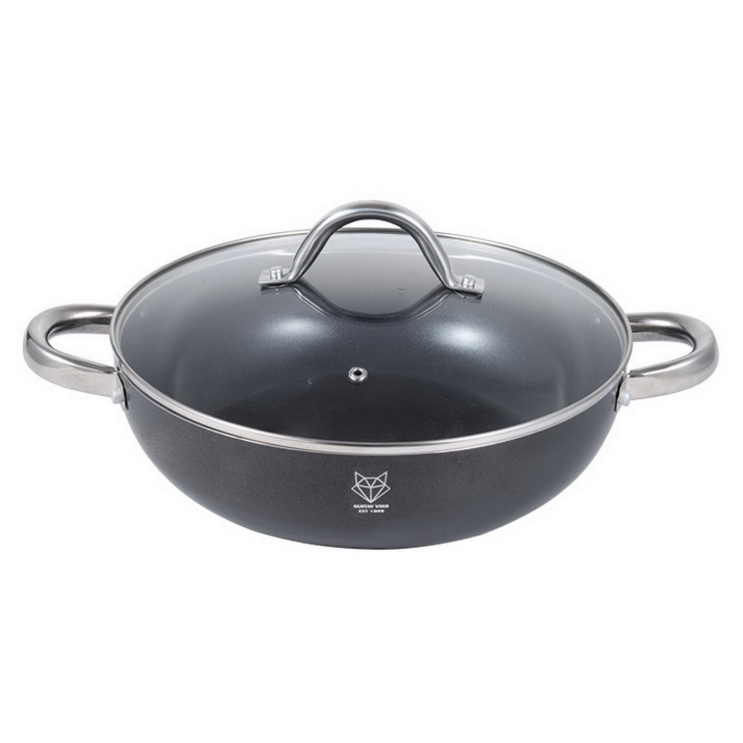 Image of Voss Wok Pan With Lid And Rack, Ø 28 Cm, Including Glass Lid + Rack, Serving Pan, Frying Pan, Induction-compatible, Induction Frying Pan, Induction Wok