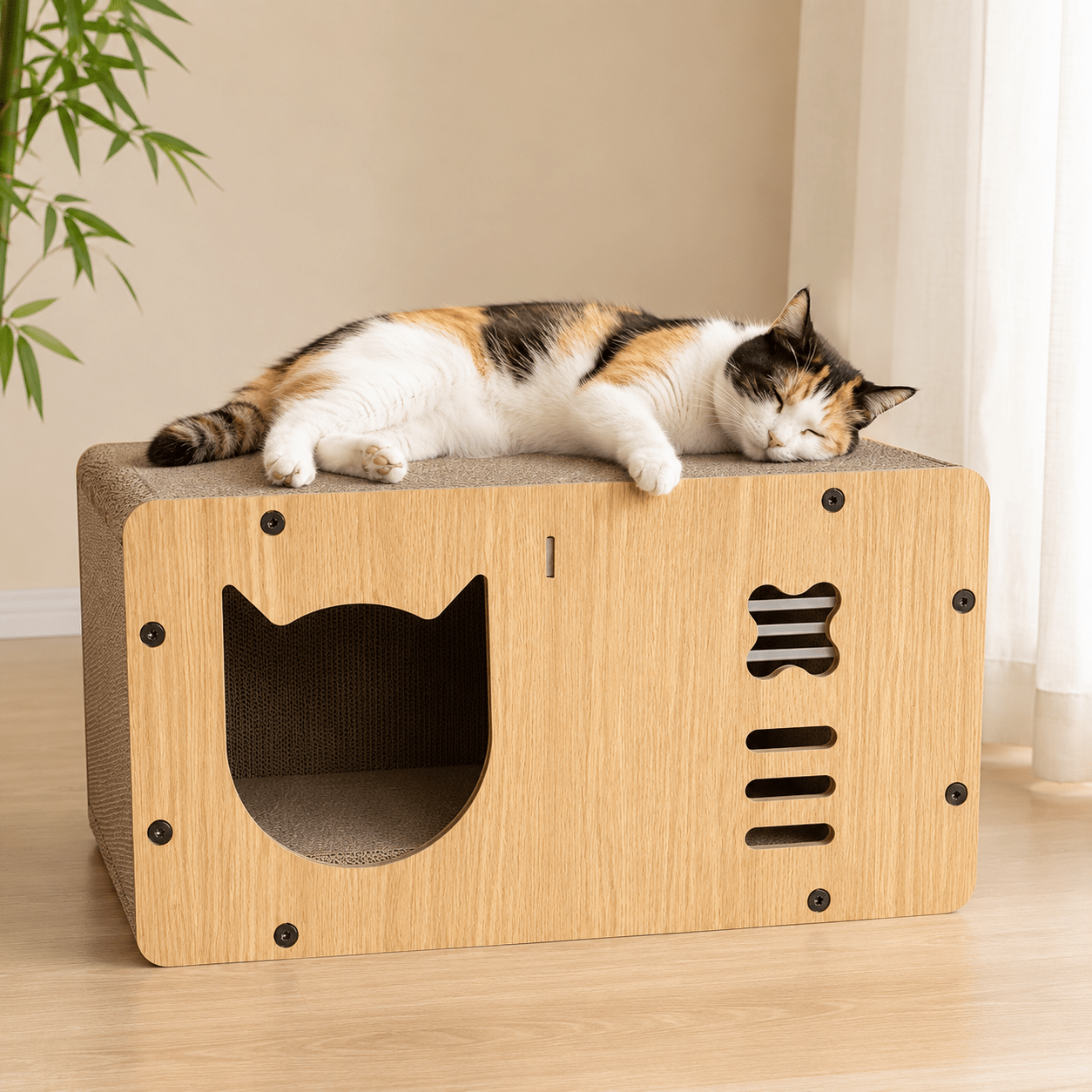 Image of ® Scratching Board, Xxl Cat House, Cat, Scratching Paper, Scratching Pad Lounge, Long-lasting Cat Toy For Cats 55 * 29 * 28cm Cat Head
